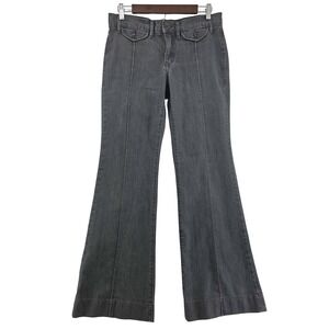 Old Navy Flare Mid Rise Dark Wash Gray Y2K Trouser Jeans Womens 8